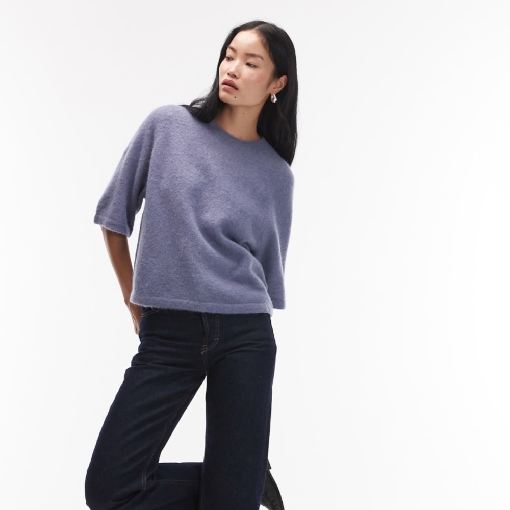 & Other Stories Lilac Boxy Short-Sleeve Sweater, XS